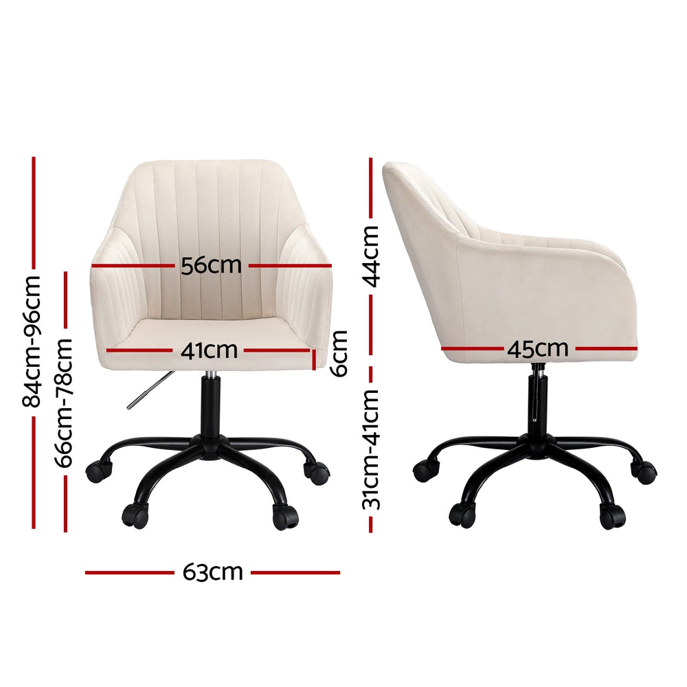 Artiss Office Chair Velvet Seat Cream - TRENDZ