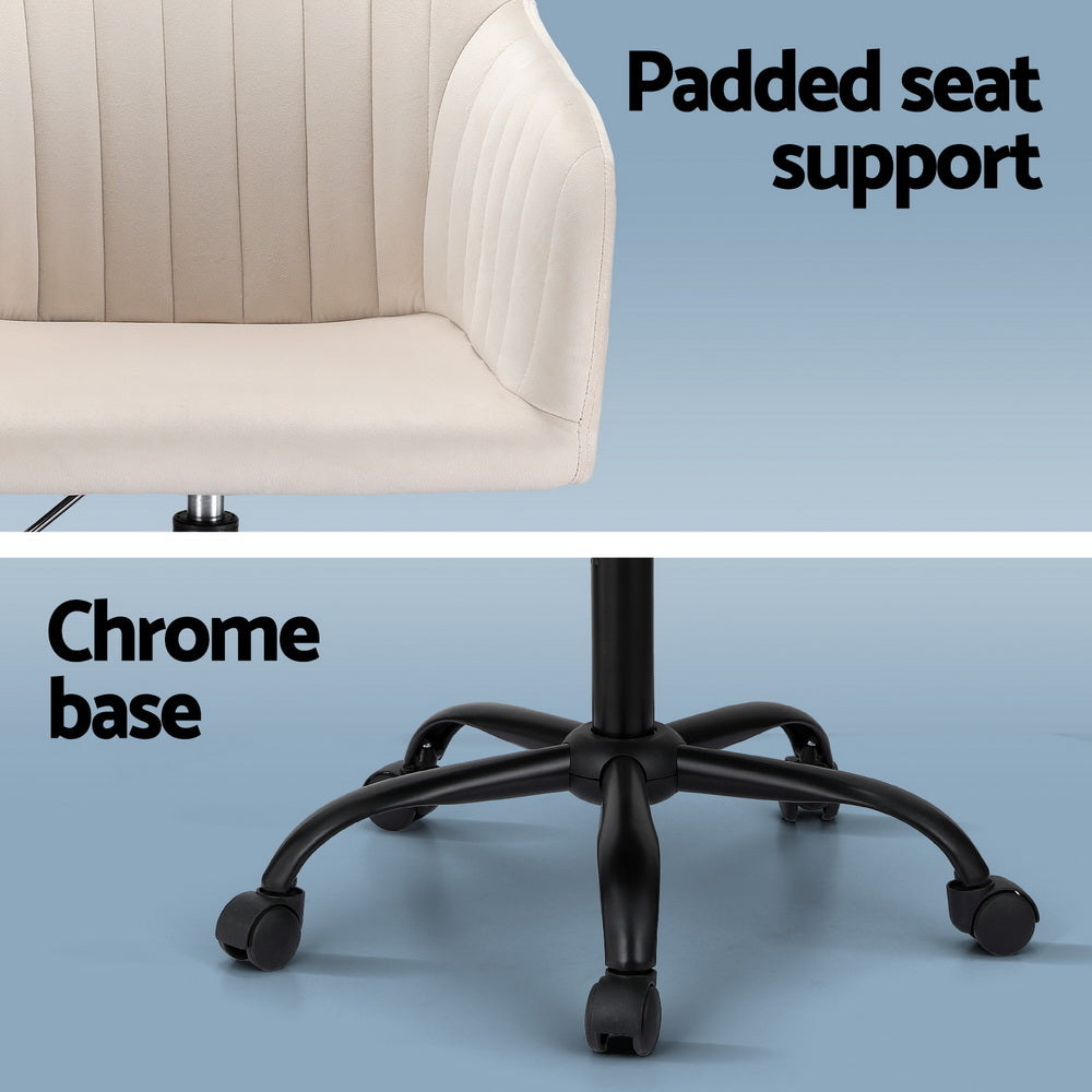 Artiss Office Chair Velvet Seat Cream - TRENDZ