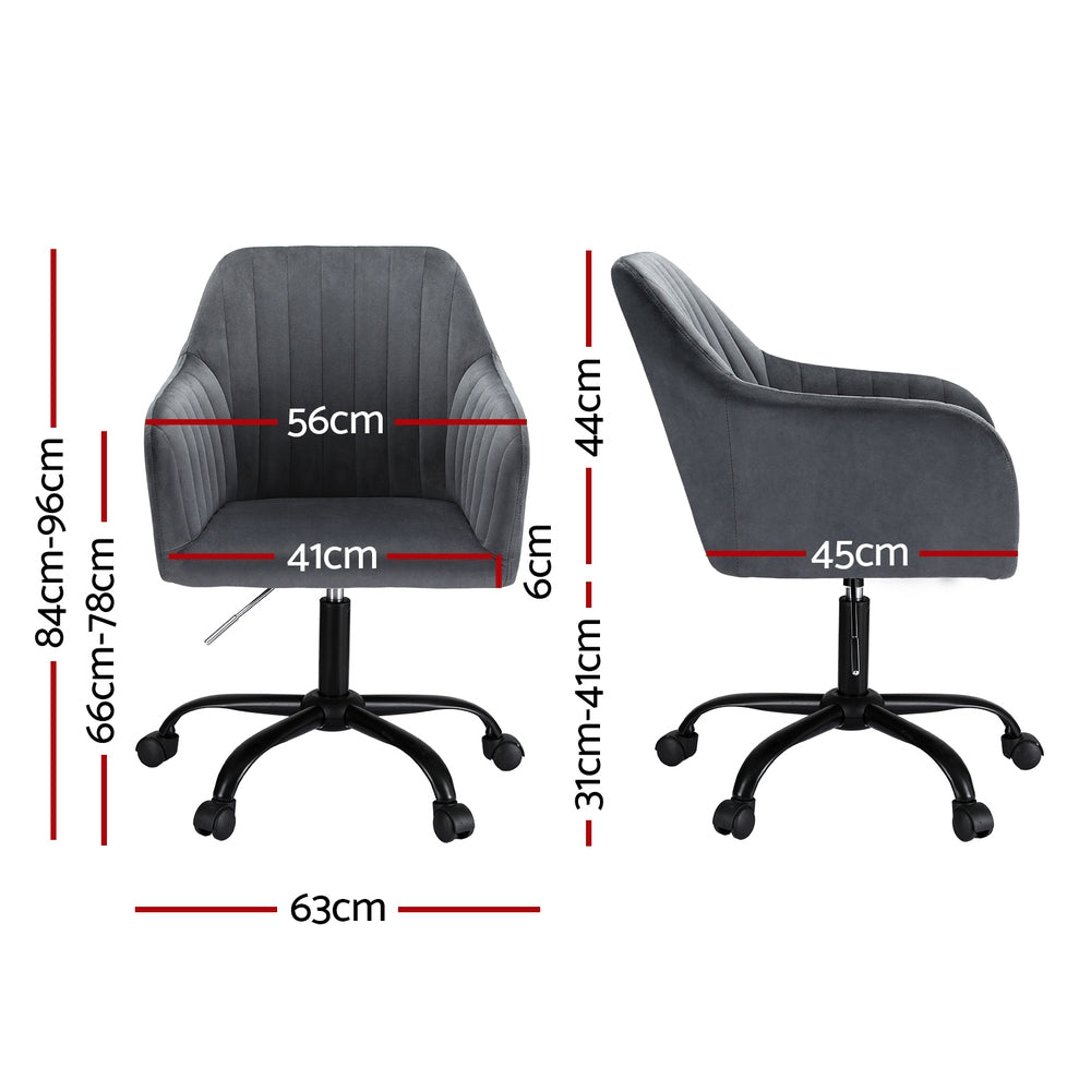 Artiss Office Chair Velvet Seat Dark Grey - TRENDZ