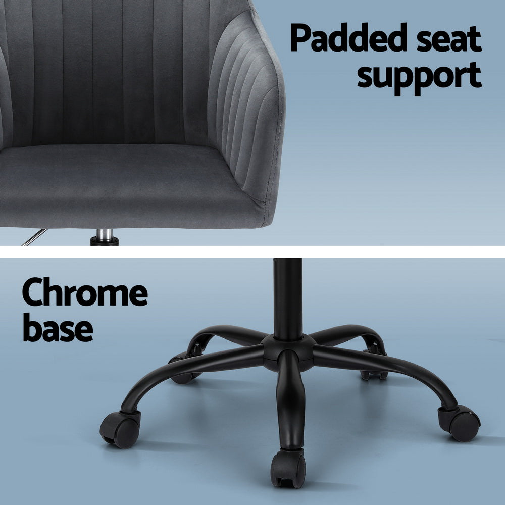 Artiss Office Chair Velvet Seat Dark Grey - TRENDZ