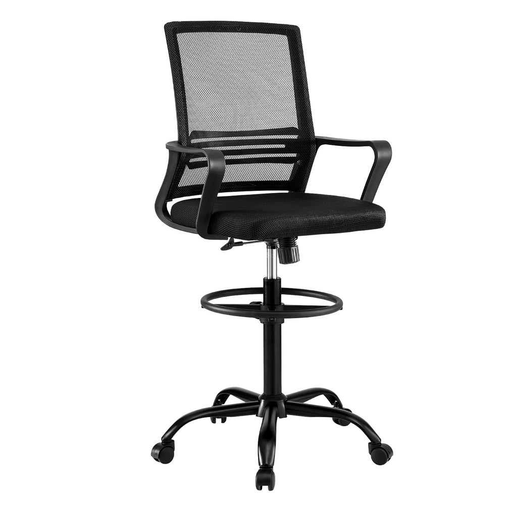 Artiss Office Chair Drafting Chairs Stool Computer Desk Studios Mesh Black - TRENDZ