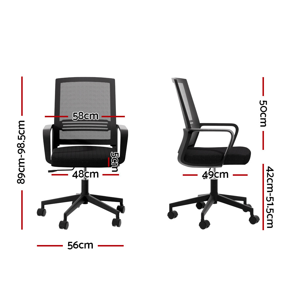 Artiss Mesh Office Chair Computer Gaming Desk Chairs Work Study Mid Back Black - TRENDZ