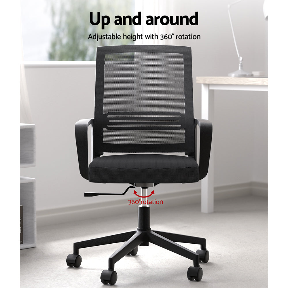Artiss Mesh Office Chair Computer Gaming Desk Chairs Work Study Mid Back Black - TRENDZ