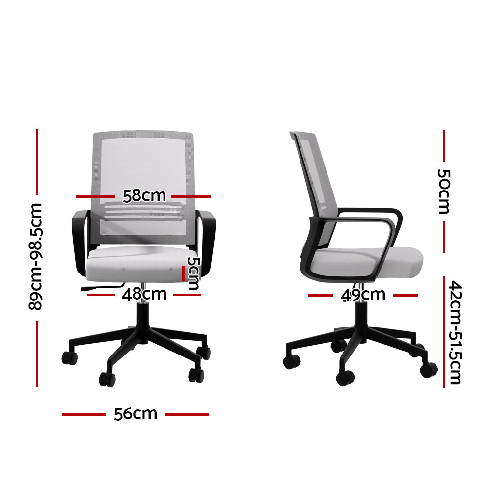Artiss Mesh Office Chair Computer Gaming Desk Chairs Work Study Mid Back Grey - TRENDZ