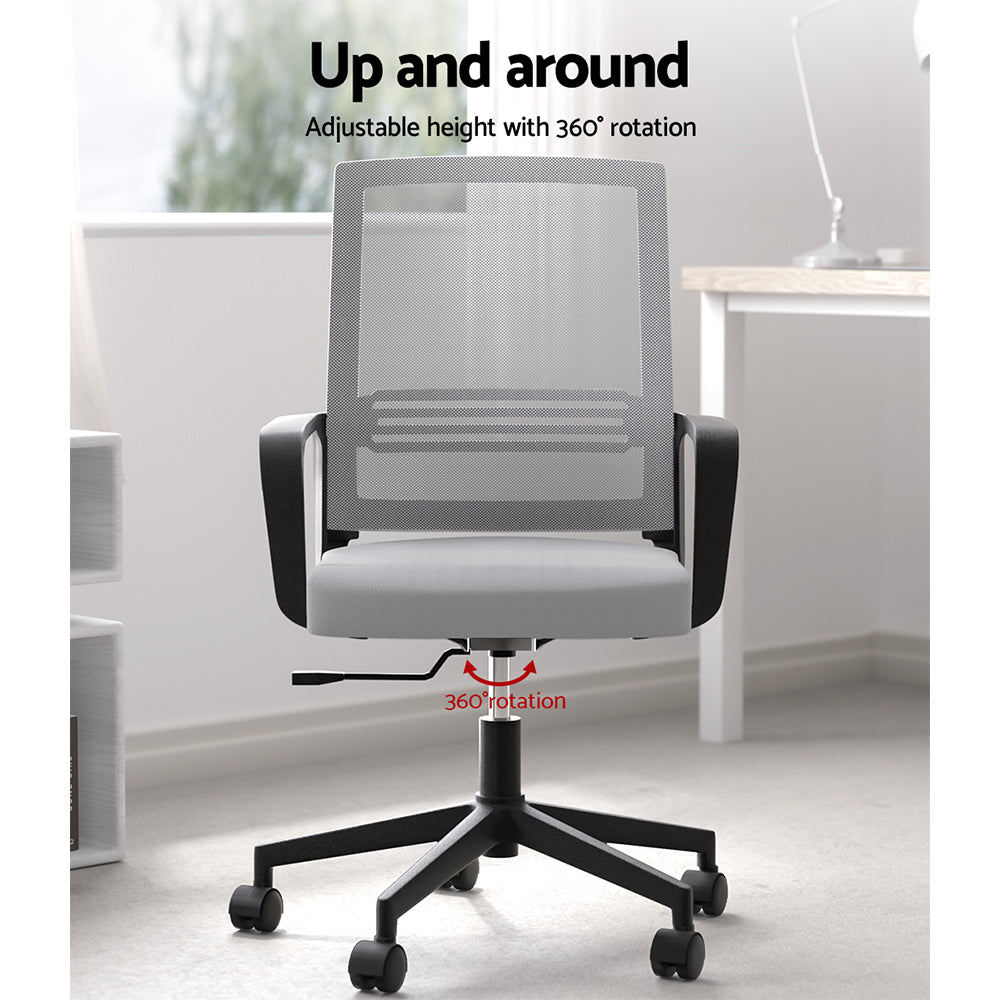 Artiss Mesh Office Chair Computer Gaming Desk Chairs Work Study Mid Back Grey - TRENDZ