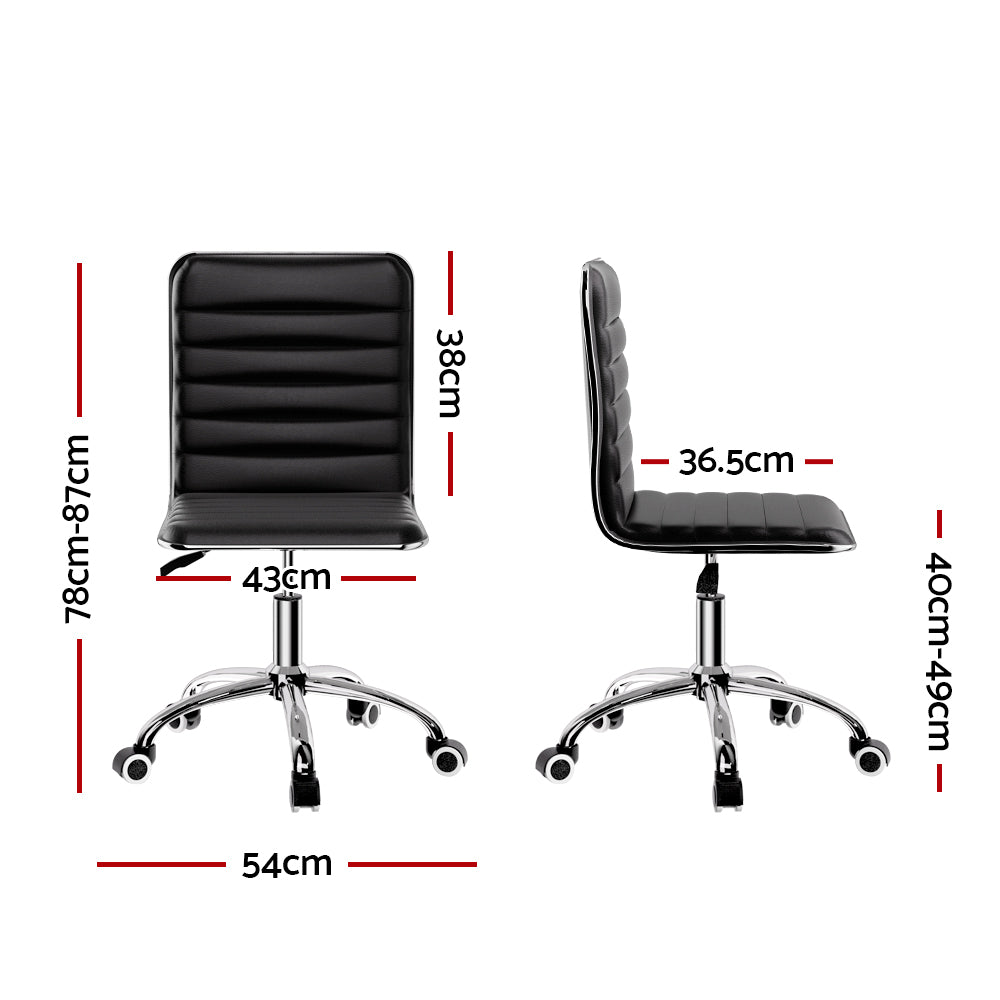 Artiss Office Chair Conference Chairs PU Leather Low Back Black - TRENDZ