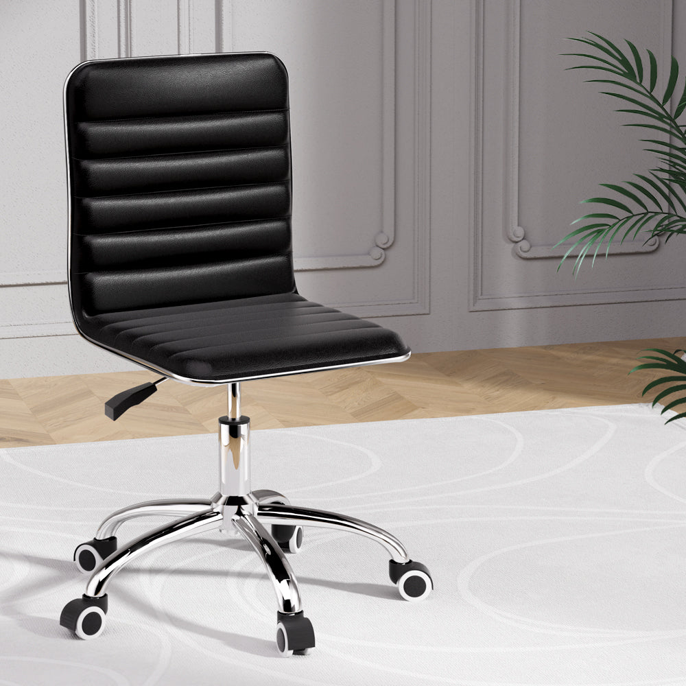 Artiss Office Chair Conference Chairs PU Leather Low Back Black - TRENDZ