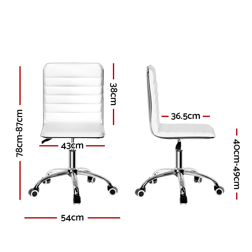 Artiss Office Chair Conference Chairs PU Leather Low Back White - TRENDZ