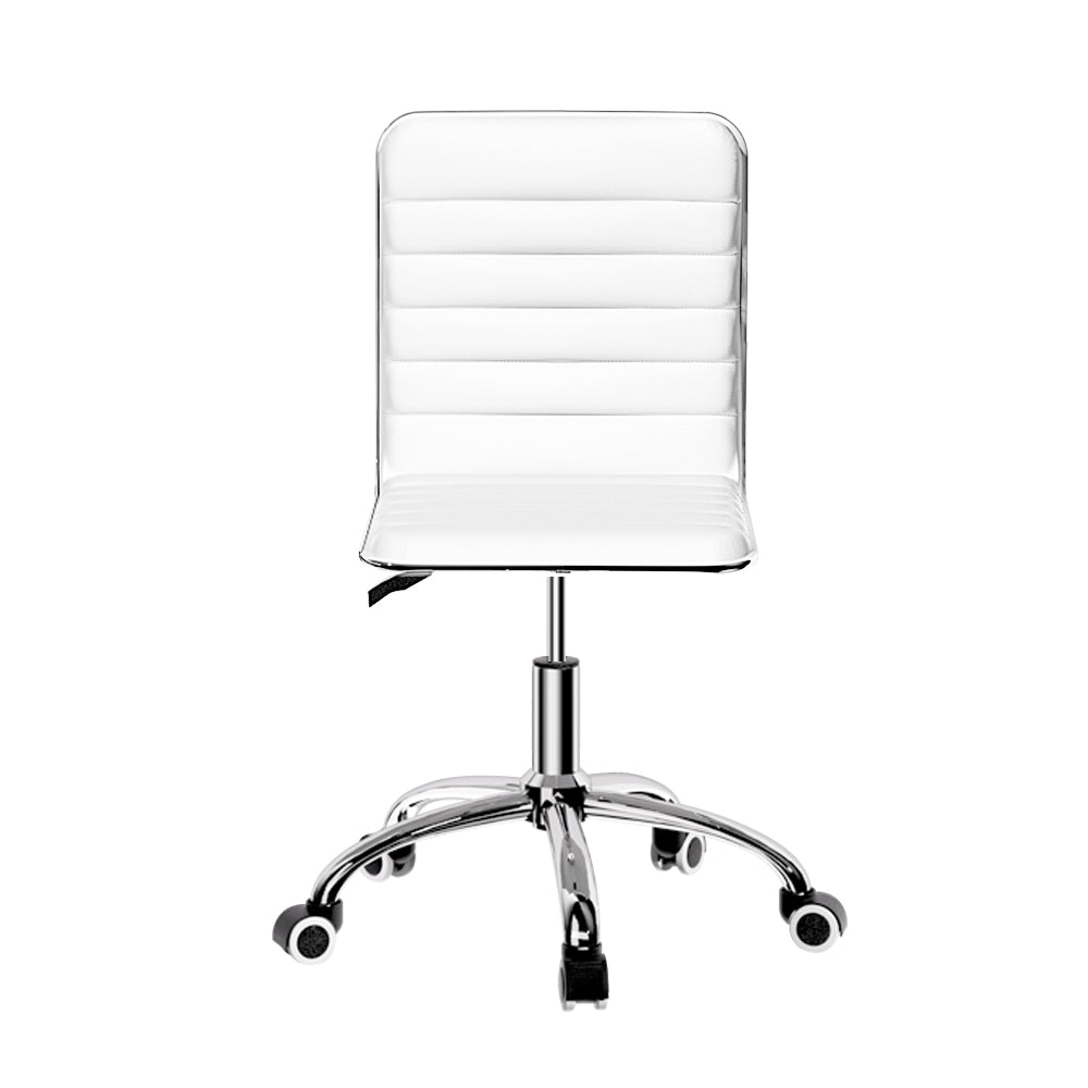 Artiss Office Chair Conference Chairs PU Leather Low Back White - TRENDZ