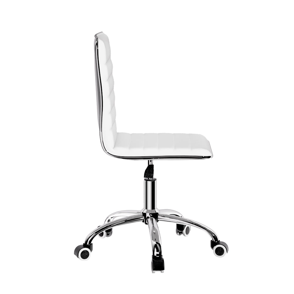 Artiss Office Chair Conference Chairs PU Leather Low Back White - TRENDZ