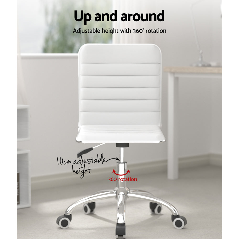Artiss Office Chair Conference Chairs PU Leather Low Back White - TRENDZ