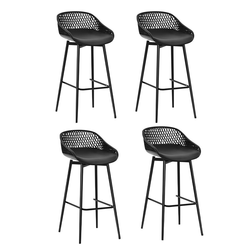Gardeon 4x Outdoor Bar Stools Plastic Black - TRENDZ