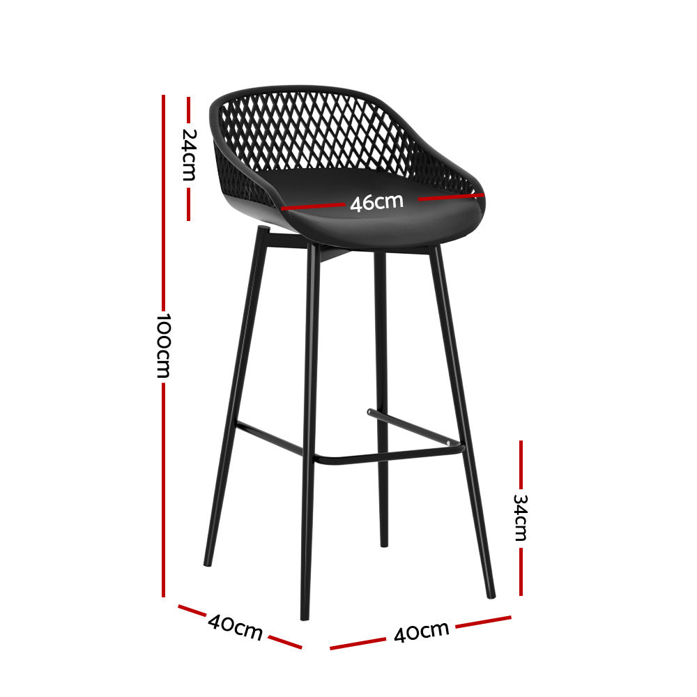 Gardeon 4x Outdoor Bar Stools Plastic Black - TRENDZ
