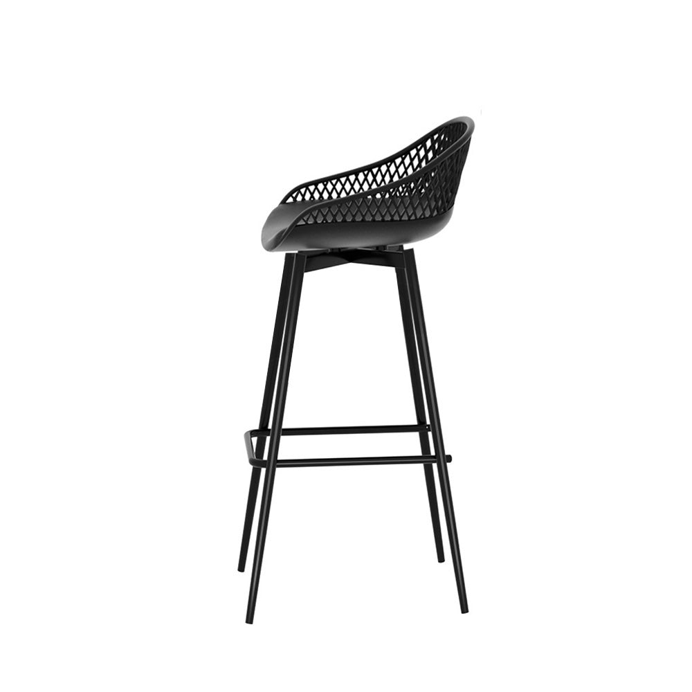 Gardeon 4x Outdoor Bar Stools Plastic Black - TRENDZ