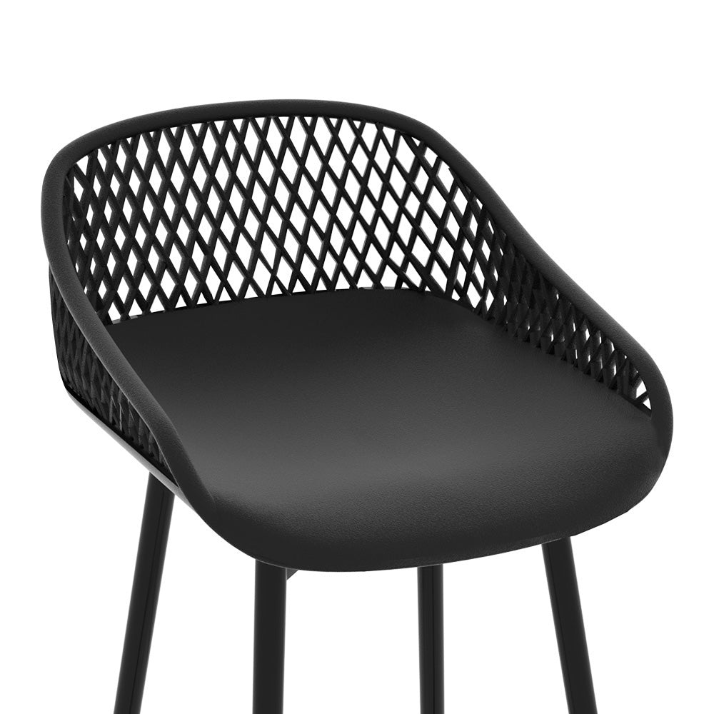 Gardeon 4x Outdoor Bar Stools Plastic Black - TRENDZ