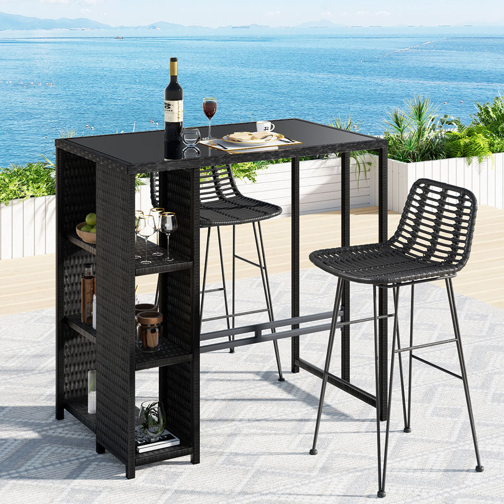 Gardeon Outdoor Bar Set Patio Furniture Dining Chairs Table and Chairs Wicker - TRENDZ
