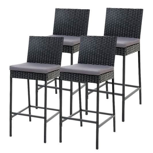 Gardeon 4-Piece Outdoor Bar Stools Dining Chair Bar Stools Rattan Furniture - TRENDZ
