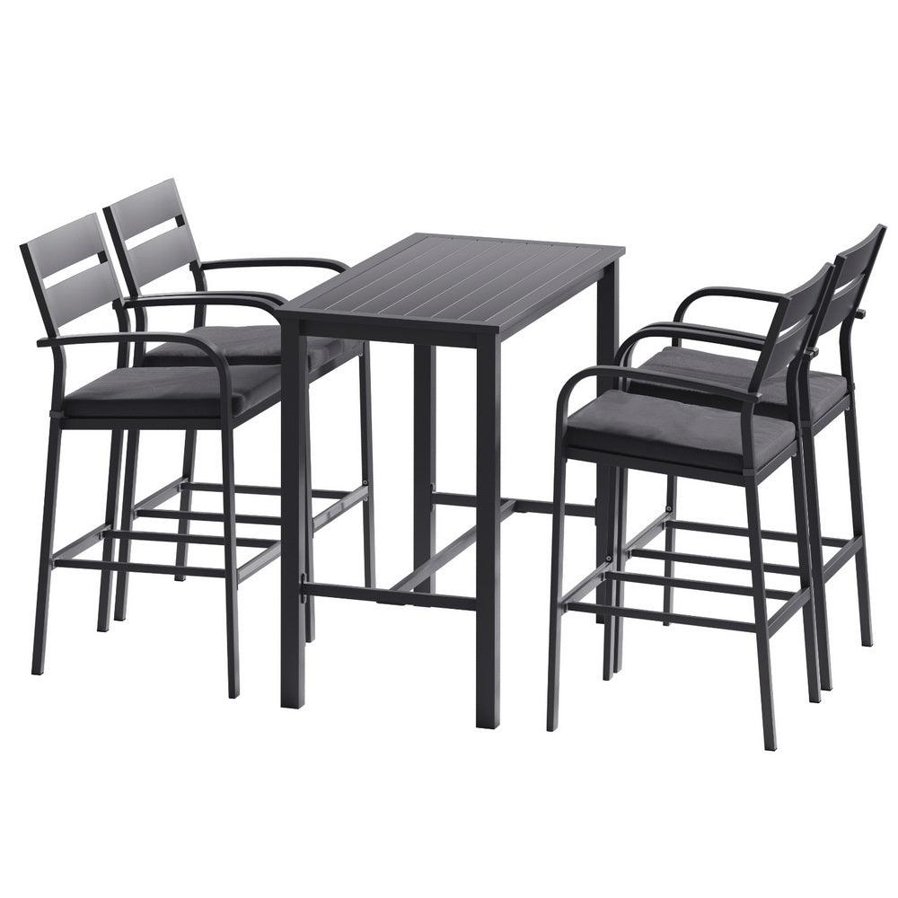 Gardeon Outdoor Bar Set 5-Piece Patio Dining Chairs Aluminium Table Stools - TRENDZ