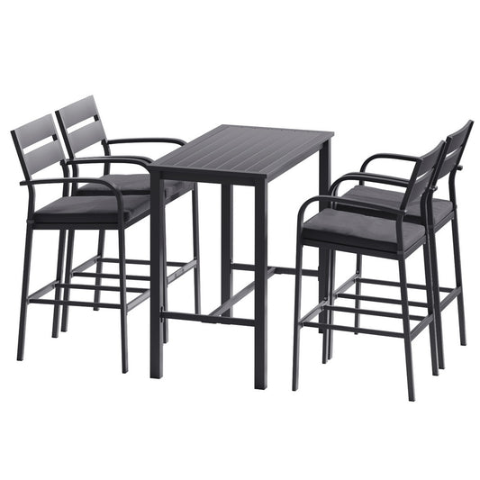 Gardeon Outdoor Bar Set 5-Piece Patio Dining Chairs Aluminium Table Stools - TRENDZ