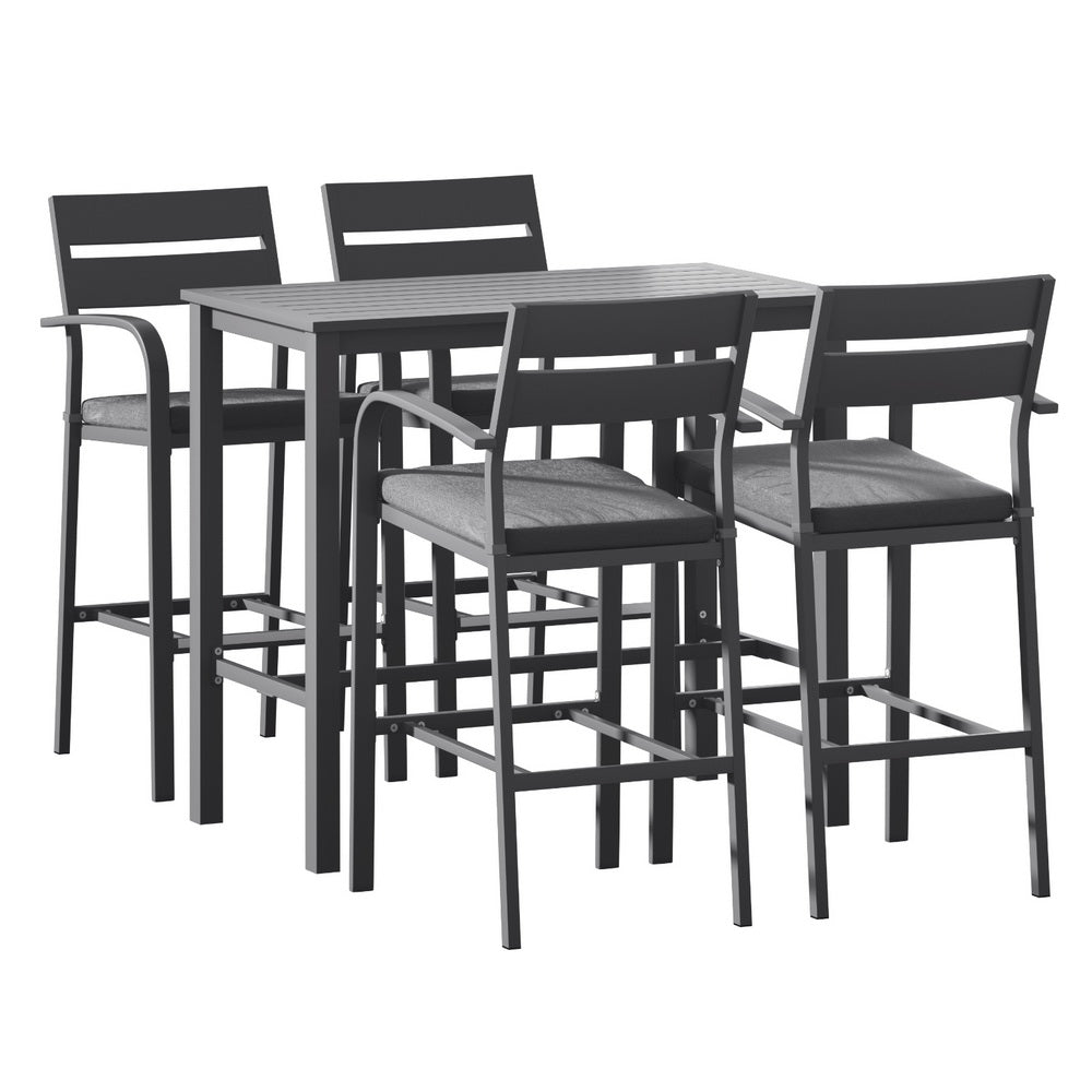 Gardeon Outdoor Bar Set 5-Piece Patio Dining Chairs Aluminium Table Stools - TRENDZ