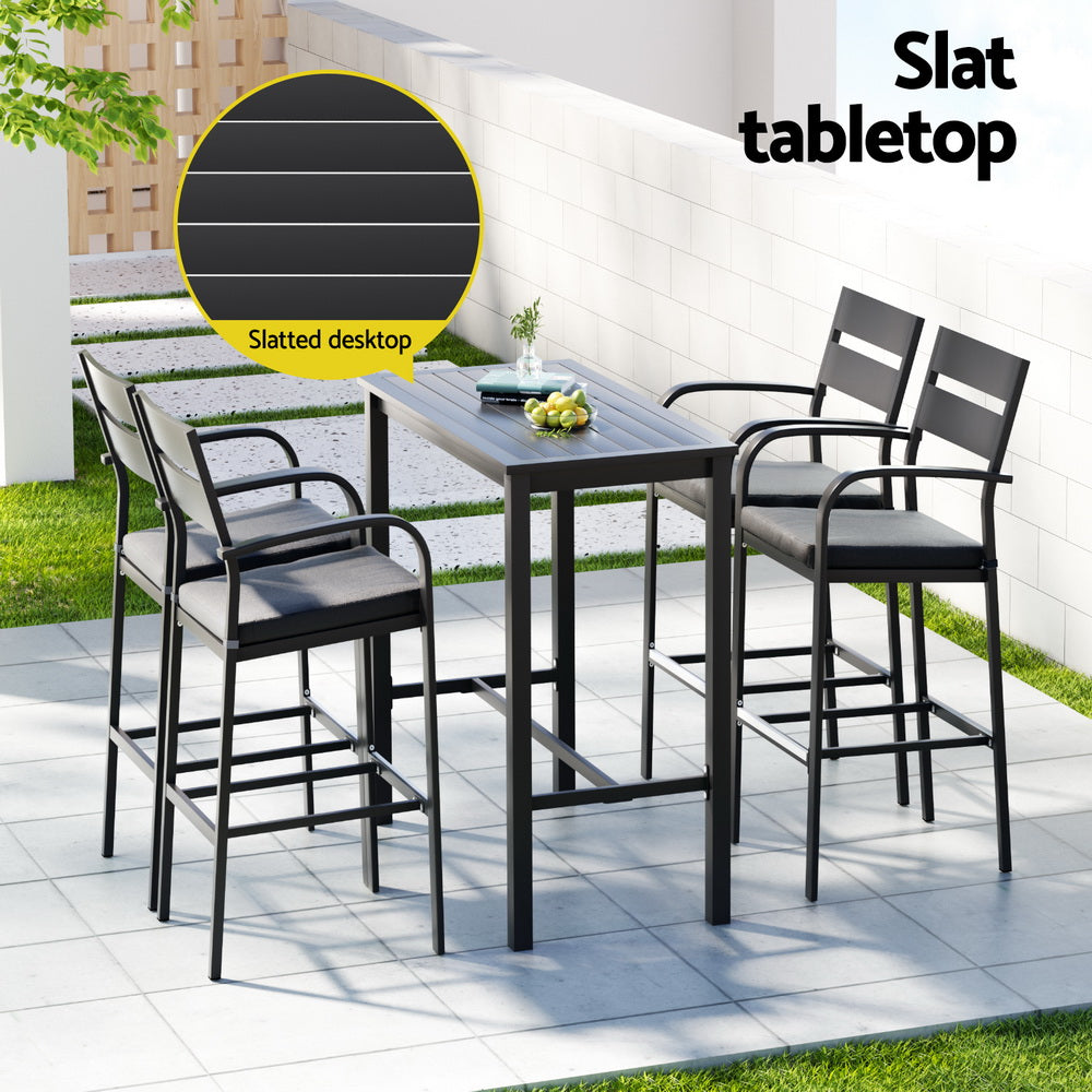Gardeon Outdoor Bar Set 5-Piece Patio Dining Chairs Aluminium Table Stools - TRENDZ