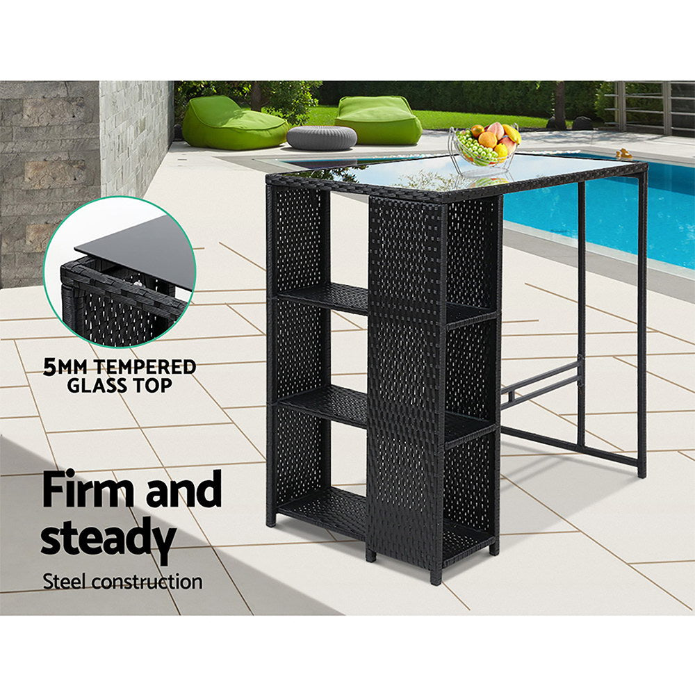Gardeon 5-Piece Outdoor Bar Set Patio Dining Chairs Wicker Table Stools - TRENDZ