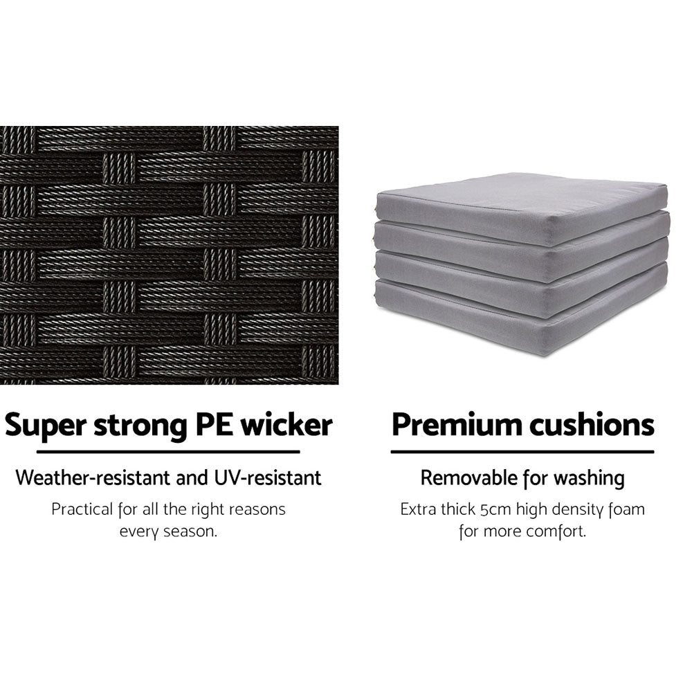 Gardeon 5-Piece Outdoor Bar Set Patio Dining Chairs Wicker Table Stools - TRENDZ