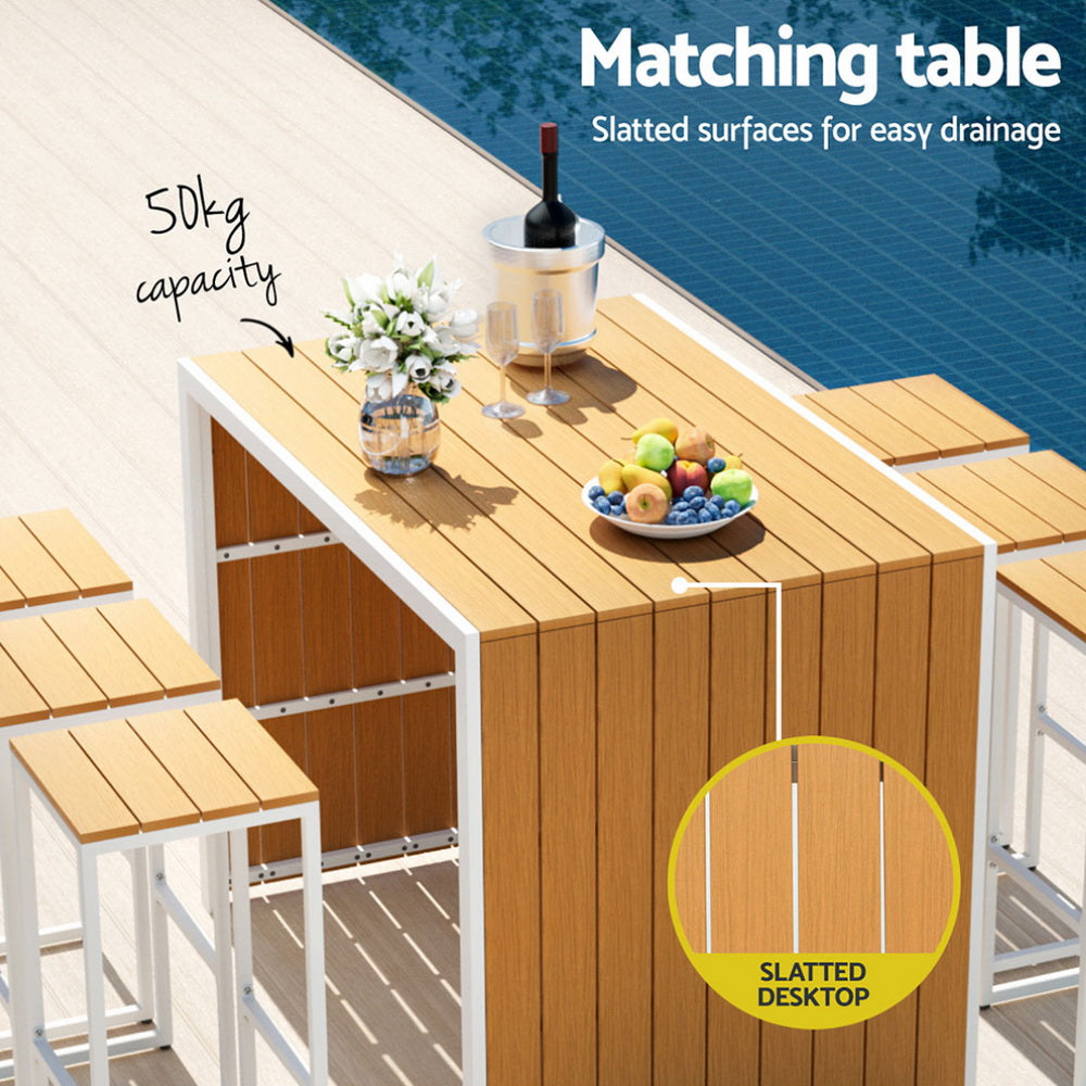 Gardeon 7-Piece Outdoor Bar Set Table Chairs Patio Bistro Set 6 Seater - TRENDZ