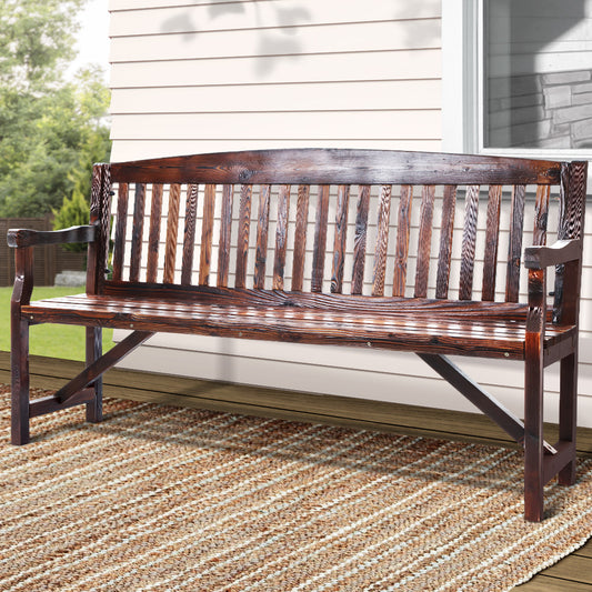 Gardeon 5FT Outdoor Garden Bench Wooden 3 Seat Chair Patio Furniture Charcoal - TRENDZ