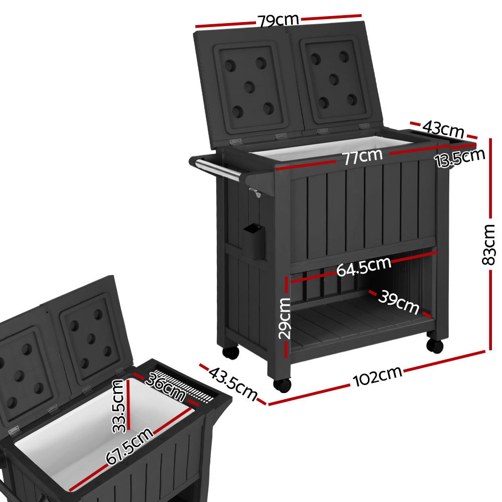 Gardeon Outdoor Storage Cabinet Box 80L Ice Bucket Cooler Rolling Serving Cart Kitchen Trolley - TRENDZ