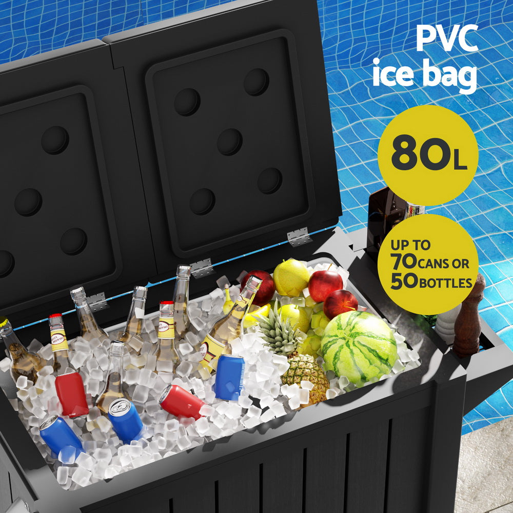 Gardeon Outdoor Storage Cabinet Box 80L Ice Bucket Cooler Rolling Serving Cart Kitchen Trolley - TRENDZ