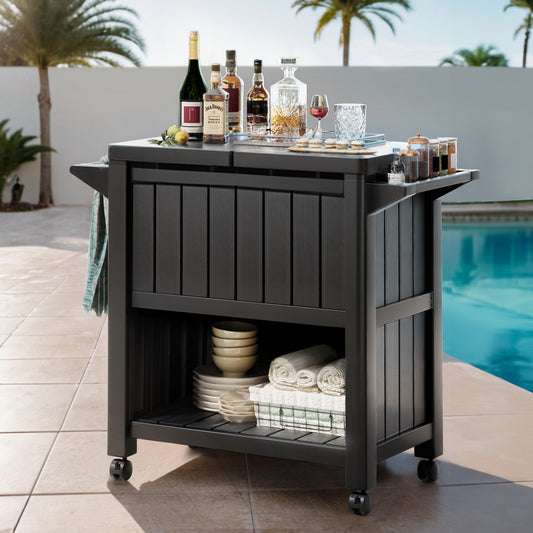 Gardeon Outdoor Storage Cabinet Box 80L Ice Bucket Cooler Rolling Serving Cart Kitchen Trolley - TRENDZ