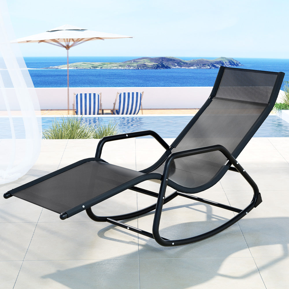 Gardeon Sun Lounge Rocking Chair Outdoor Lounger Patio Furniture Pool Garden - TRENDZ