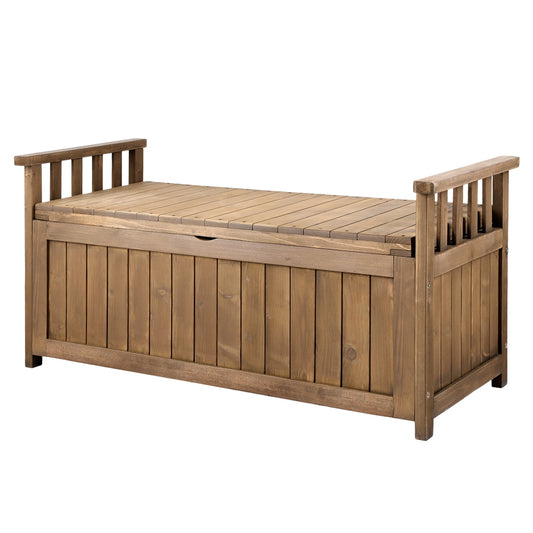 Gardeon Outdoor Storage Bench Box Wooden Garden Toy Tool Sheds Patio Furniture Brown - TRENDZ