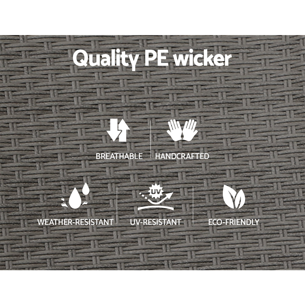 Gardeon Recliner Chair Sun lounge Wicker Lounger Outdoor Patio Furniture Adjustable Grey - TRENDZ