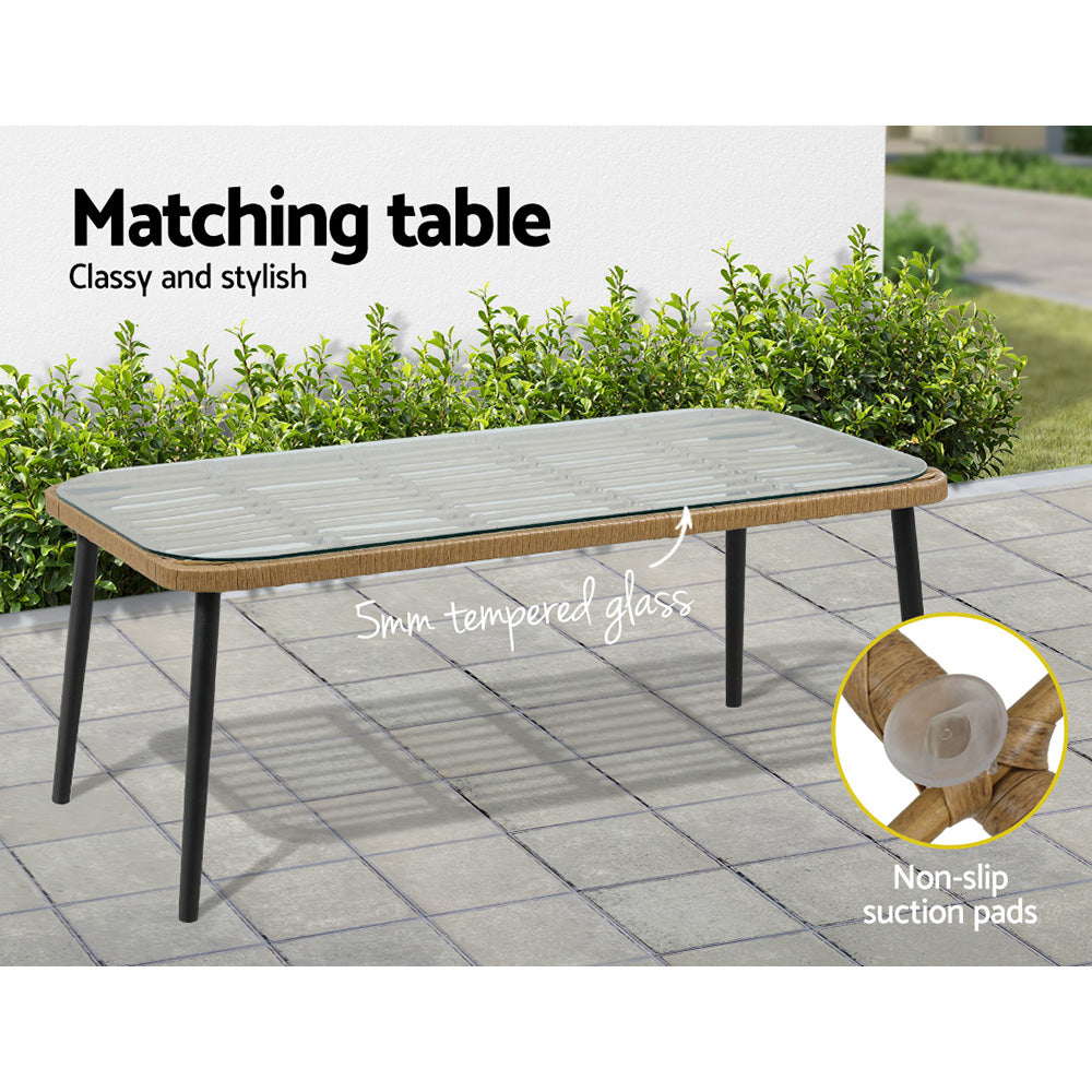 Gardeon 4-Piece Outdoor Sofa Set Rattan Lounge Setting Table Chairs - TRENDZ