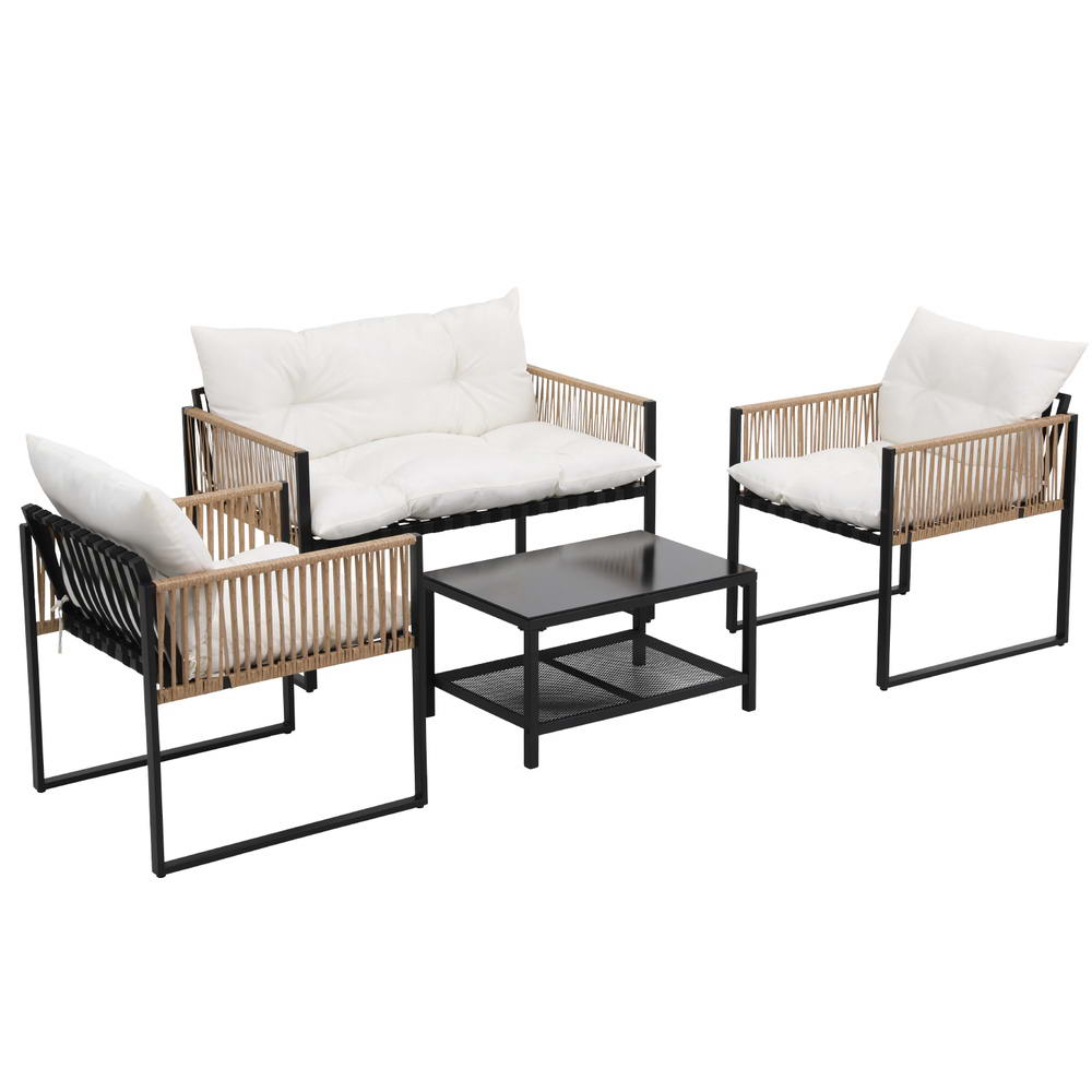 Gardeon 4 Seater Outdoor Sofa Set 4PCS Table Chair Set Garden Patio Furniture - TRENDZ