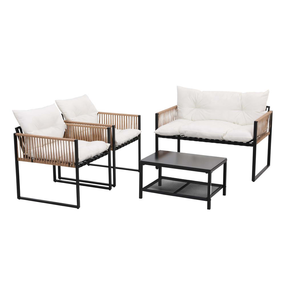 Gardeon 4 Seater Outdoor Sofa Set 4PCS Table Chair Set Garden Patio Furniture - TRENDZ
