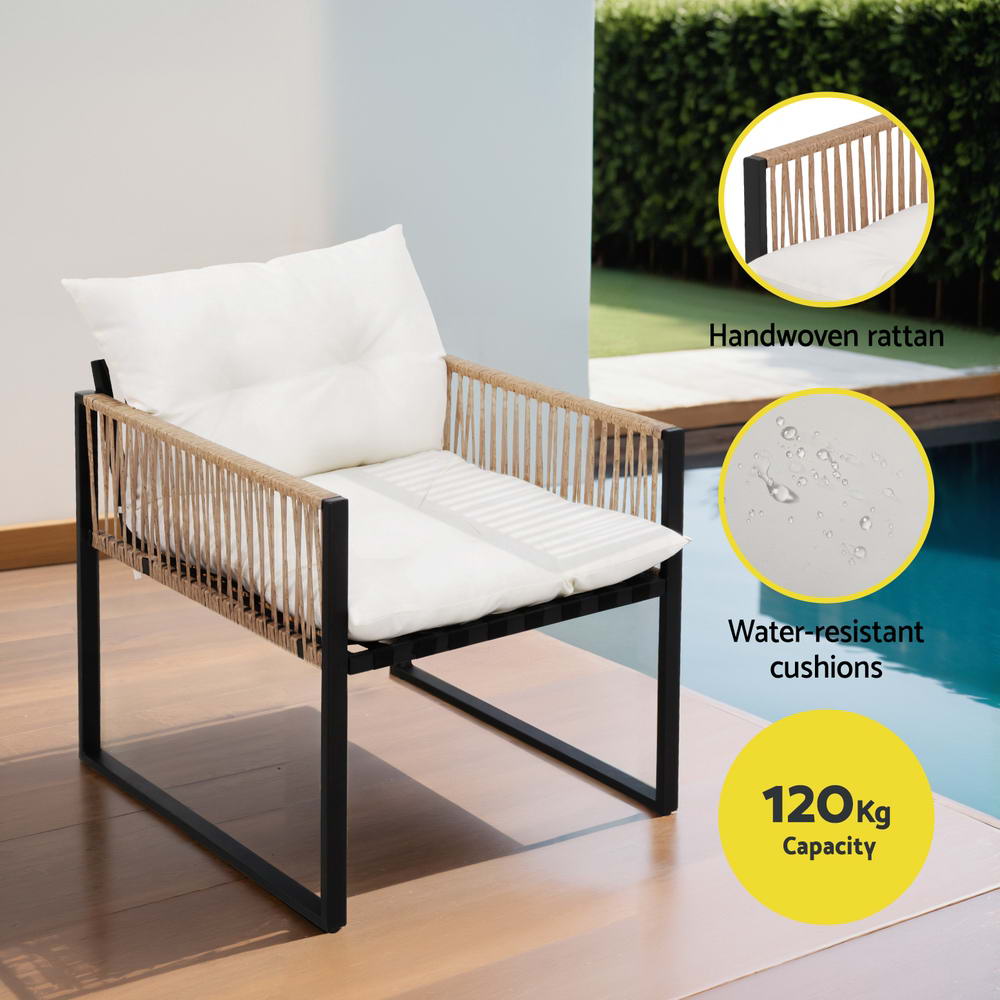 Gardeon 4 Seater Outdoor Sofa Set 4PCS Table Chair Set Garden Patio Furniture - TRENDZ