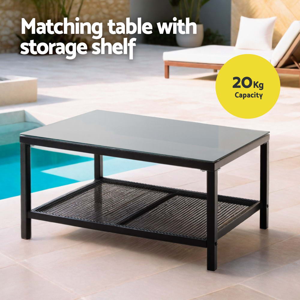 Gardeon 4 Seater Outdoor Sofa Set 4PCS Table Chair Set Garden Patio Furniture - TRENDZ