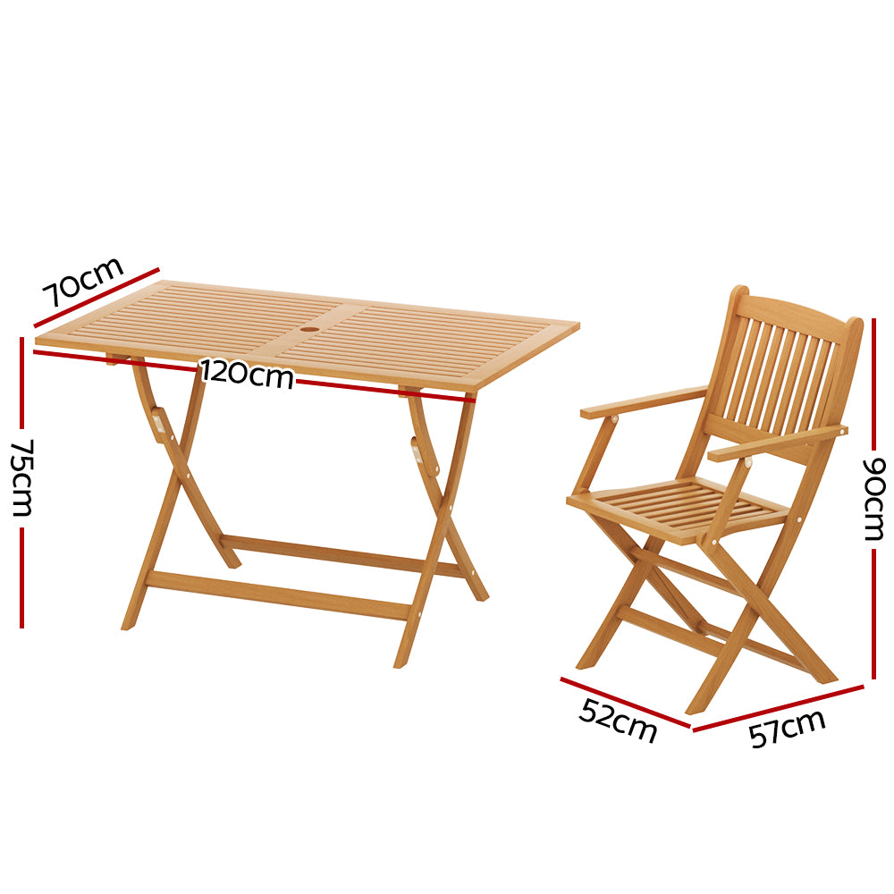 Gardeon Outdoor Dining Set 7 Piece Wooden Table Chairs Setting Foldable - TRENDZ