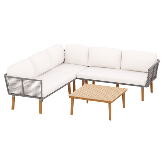 Gardeon 5-Seater Outdoor Sofa Set Wooden Lounge Setting Aluminum - TRENDZ