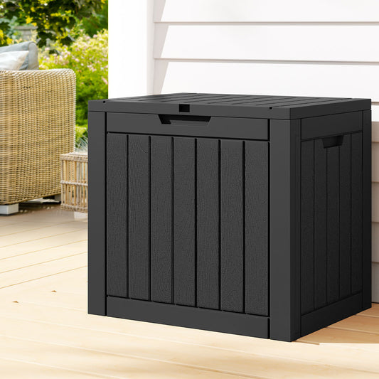 Gardeon Outdoor Storage Box 118L Container Lockable Garden Toy Tool Shed Black - TRENDZ