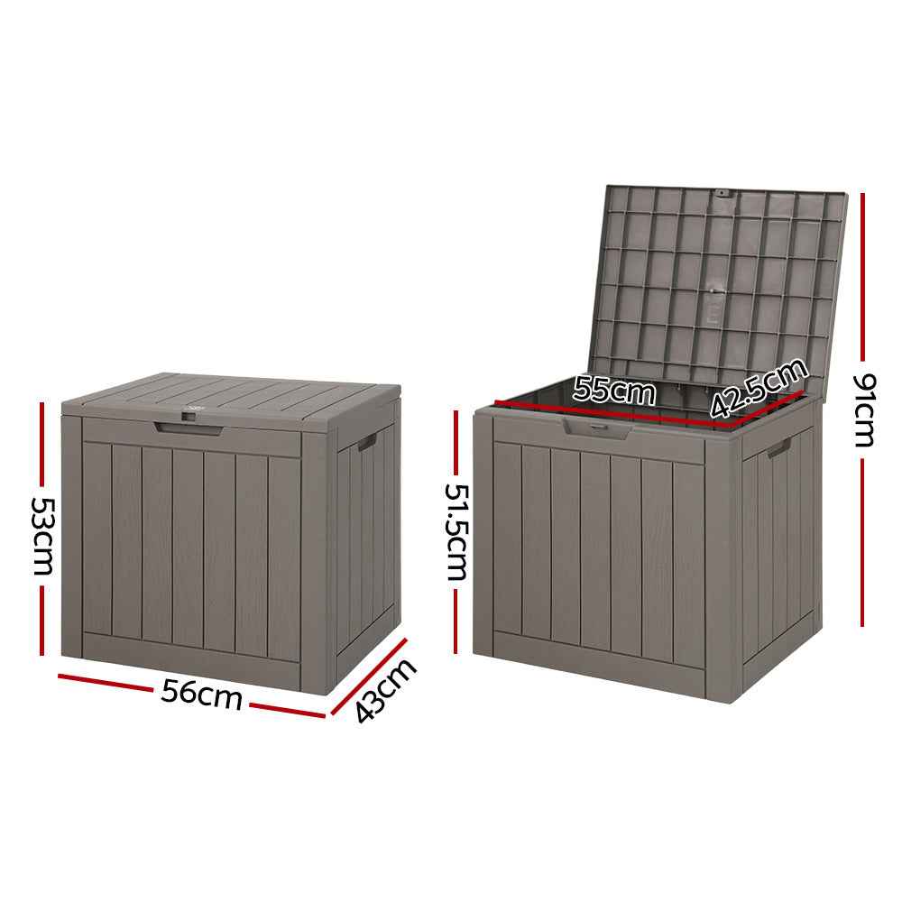 Gardeon Outdoor Storage Box 118L Container Lockable Garden Toy Tool Shed Grey - TRENDZ