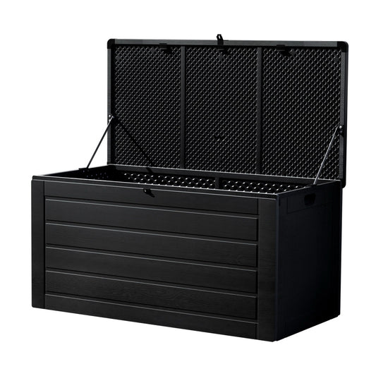 Gardeon Outdoor Storage Box 680L Container Lockable Garden Bench Shed Tool All Black - TRENDZ