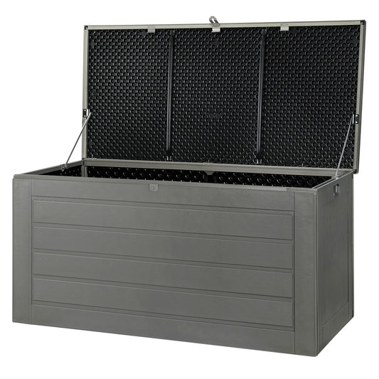 Gardeon Outdoor Storage Box 680L Container Lockable Garden Bench Tool Shed Black - TRENDZ