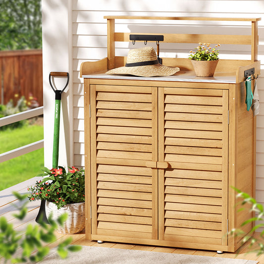 Gardeon Outdoor Storage Cabinet Box Potting Bench Table Shelf Chest Garden Shed - TRENDZ
