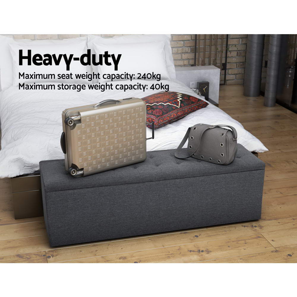 Artiss Storage Ottoman Blanket Box 140cm Linen Dark Grey - TRENDZ