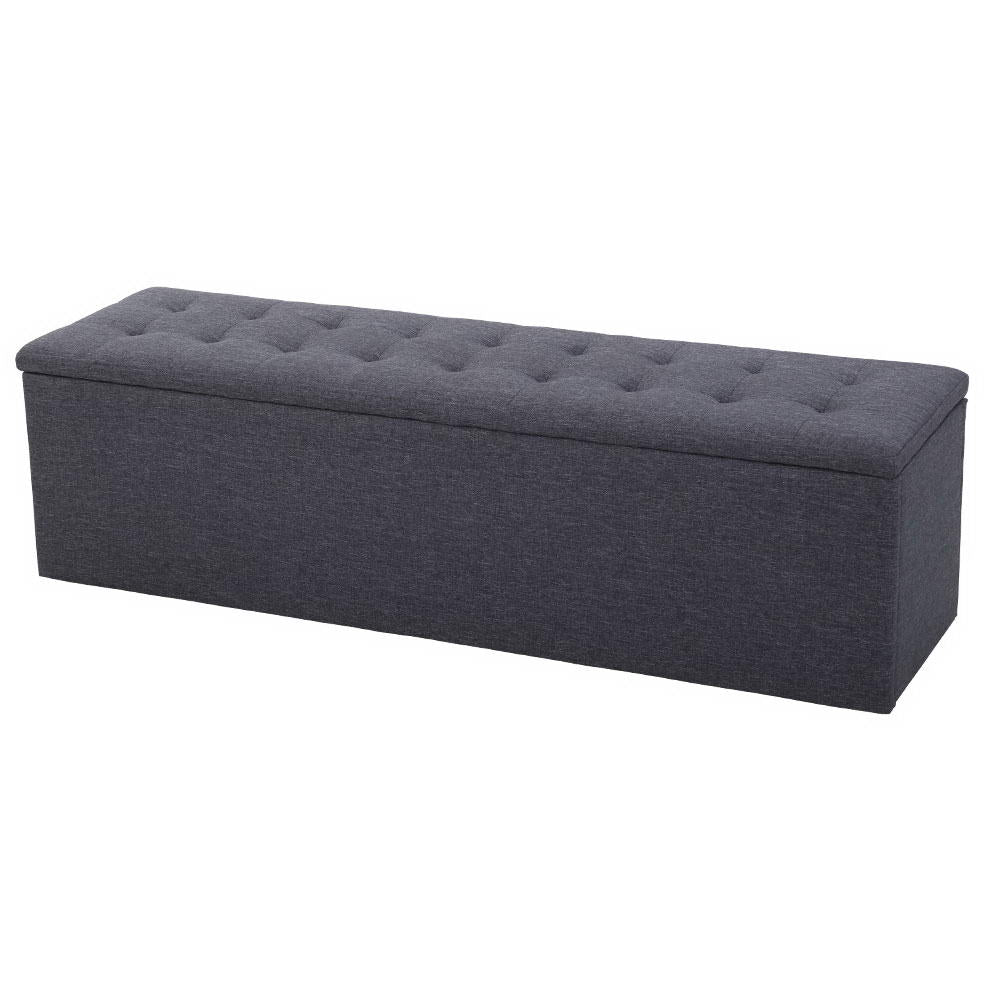 Artiss Storage Ottoman Blanket Box 140cm Linen Dark Grey - TRENDZ