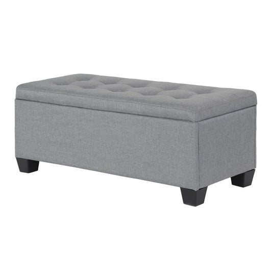Artiss Storage Ottoman Blanket Box 97cm Linen Grey - TRENDZ